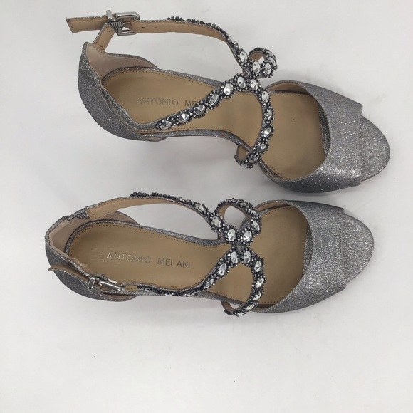 Antonio Melani Jamme Galaxy Heel Formal Wedding Party Silver Size 7 - Picture 7 of 9